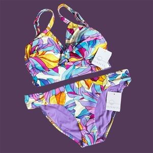 Unique Opalescent Bikini Set Pink Purple Blue Convertible Sz S - 32D/34C NWT